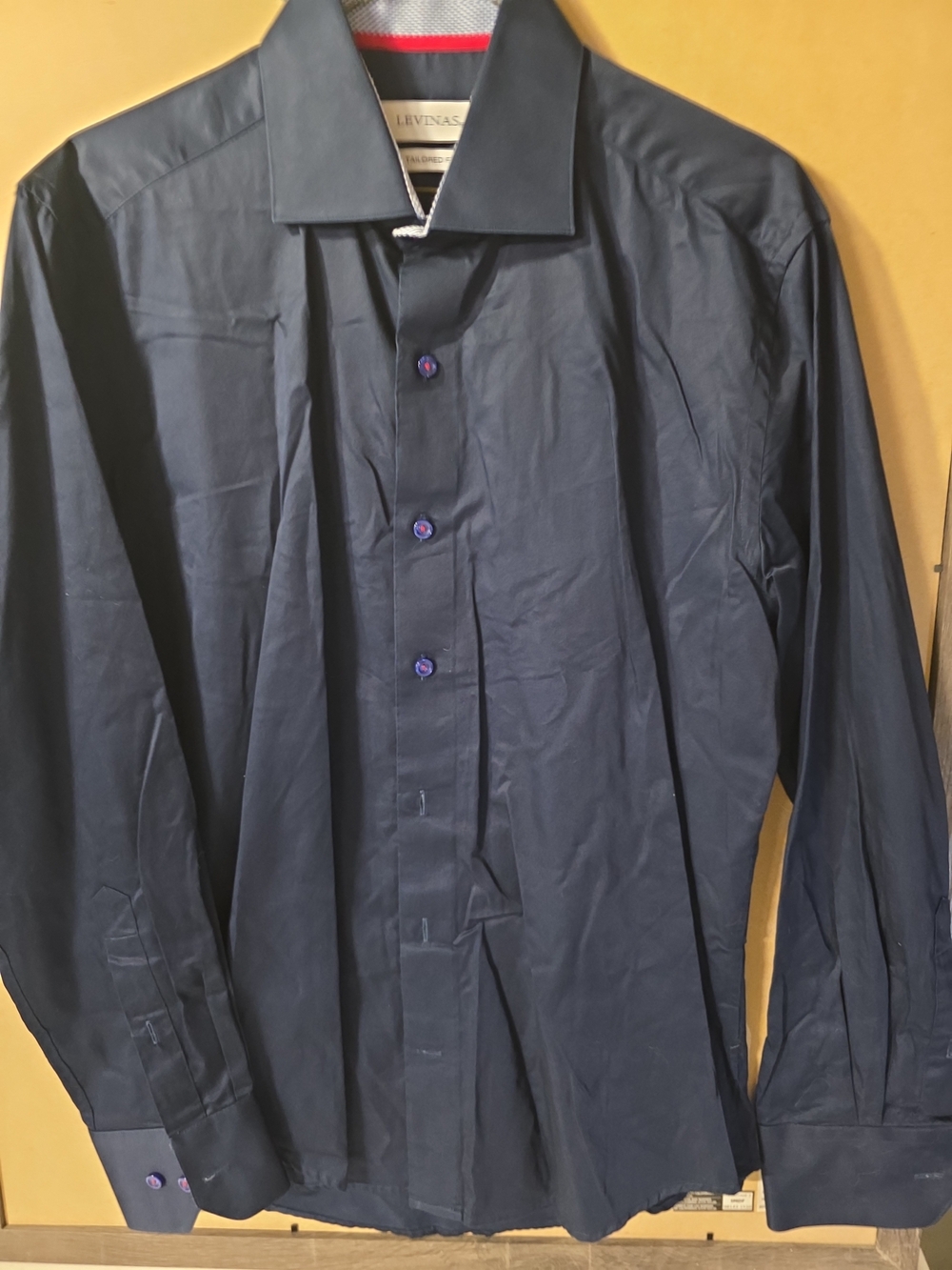 Levinas- Tailored Fit - 15/15.5 - 35/35 - Mens Button Down Blue Shirt